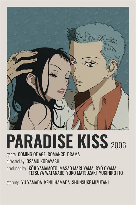 The Poster For Paradise Kiss Featuring Two Women And One Man With Long