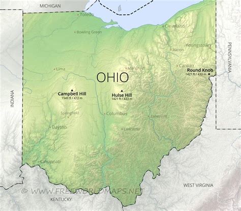 Physical Map Of Ohio River