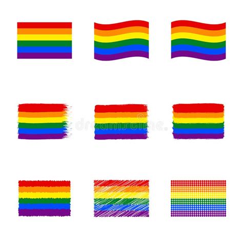 Rainbow Lgbt Flag Icon Set Lesbian And Gay Pride Symbols Stock Vector