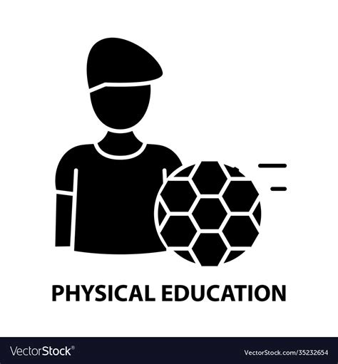 Physical Education Icon Black Sign Royalty Free Vector Image