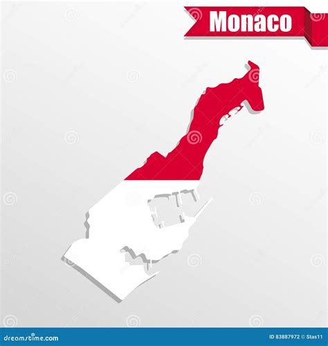 Monaco Map With Flag Inside And Ribbon Stock Vector Illustration Of
