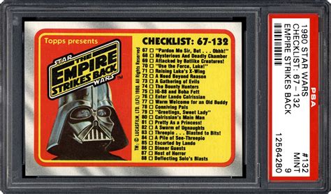 1980 Topps Empire Strikes Back Checklist 67 132 Psa Cardfacts®