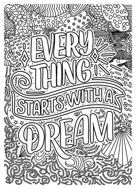 Dream Quote Coloring Pages For Adults Dream Coloring Page Design Stock