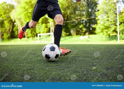 Soccer Player Playing With Ball On Field Stock Photo Image Of Game