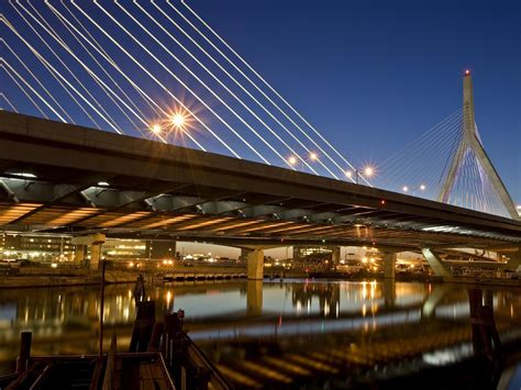 Wallpaper Boston Bridge Lights River Night City Usa 2560x1600 Hd