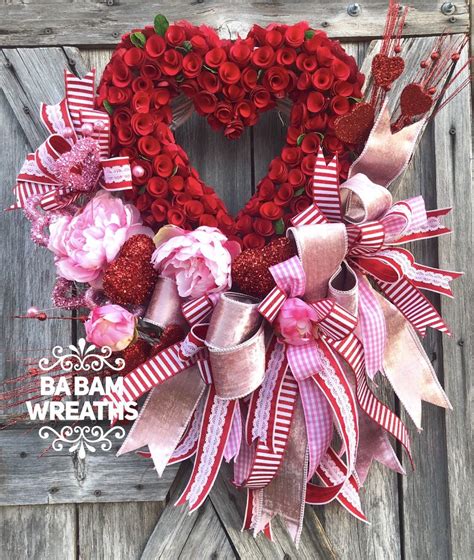 Valentine Wreath Valentine Decor Valentine Door Love Etsy Valentine