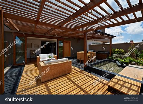 Interior Design Beautiful Terrace Lounge Pergola Foto De Stock