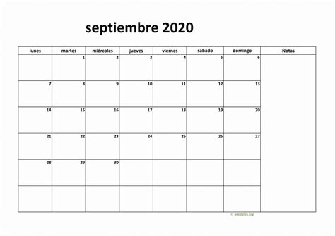 Calendario Septiembre 2020