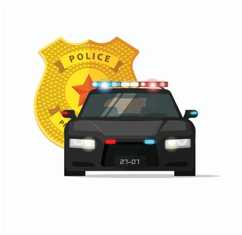 Police Car Vector Illustration Cop Auto Urban Patrol Automobile