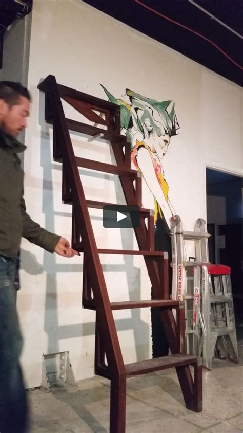 Folding Up And Down Of The Bcompact Stairs Hardwood Ladder Version In