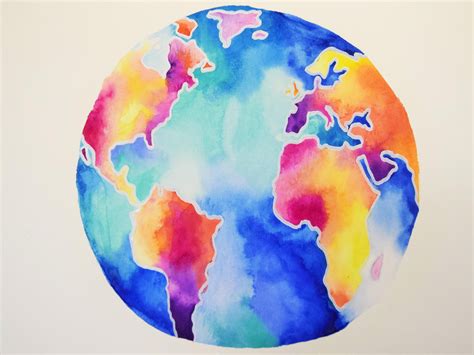Watercolor Painting Of The World At Explore
