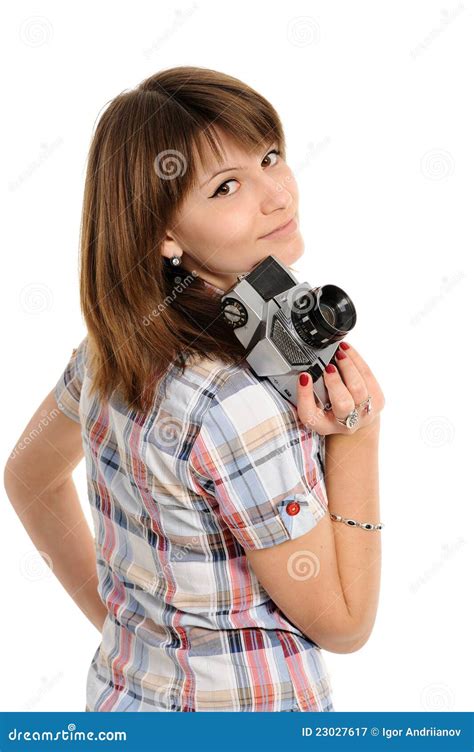 Woman With Vintage Camera Royalty Free Stock Photography Image