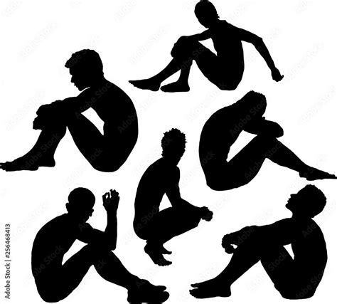 Naked Men Black Silhouettes 2 Stock Vector Adobe Stock