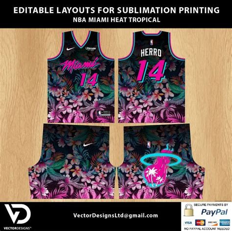 Nba Miami Heat Editable Basketball Jersey Layout For Sublimation