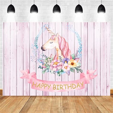 Neoback Pink Unicorn Backdrop For Photography Happy Birthday Party