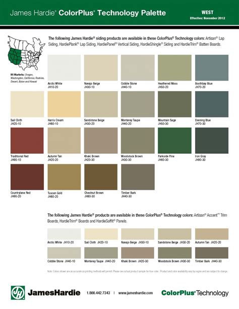 Colorplus Color Pallette For James Hardie Siding West Region Oregon