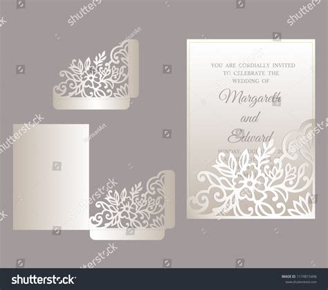 Pocket Fold Invitation Template Floral Wedding Stock Vector Royalty