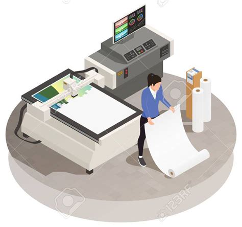 Isometric Printing House Polygraphy Composition Printing