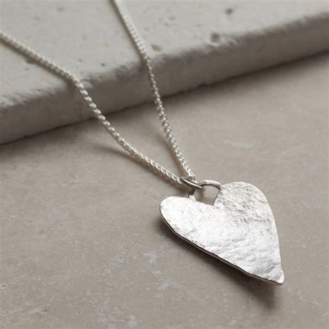 Handmade Recycled Silver Heart Necklace By Mojo And The Maker