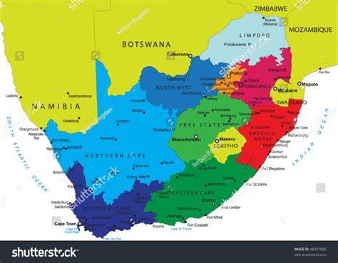South Africa Political Map Provincial Boundaries Stock Vector 48397006