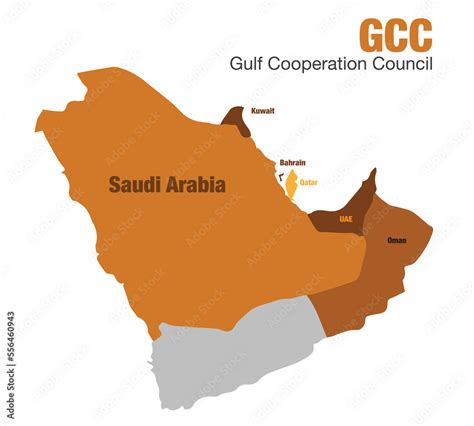 The Gulf Cooperation Council Map Vector Illustration Stock Vector