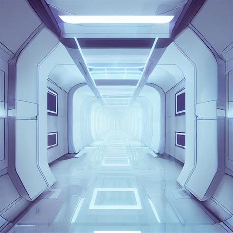 Premium Photo Architecture Sci Fi Corridor Interior Clean White Neon