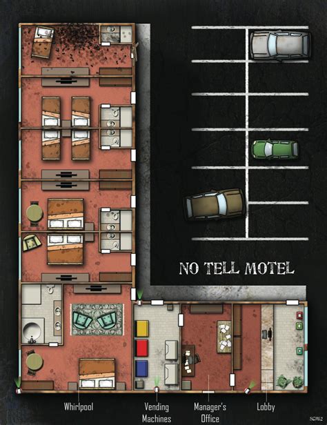 No Tell Motel Shadowrun Floorplan Tabletop Rpg Maps Map Modern Map