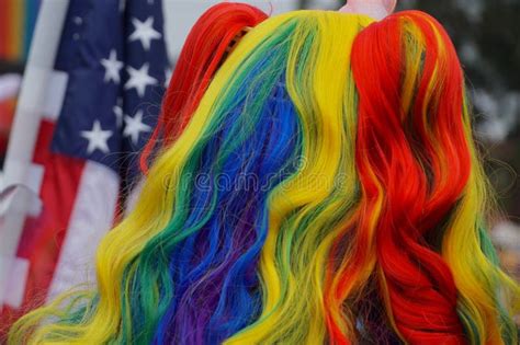 patriotic rainbow hair for pride stock image image of rainbow blue 153698639