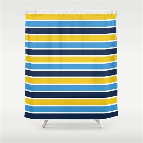 Buy Blue And Yellow Stripes Shower Curtain By Jsdavies Worldwide