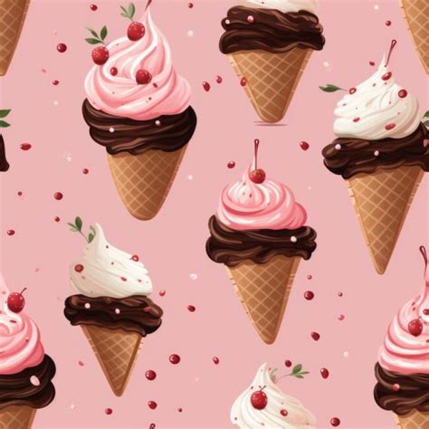 Creamy Calligraphy Ice Cream Seamless Pattern Design For Download