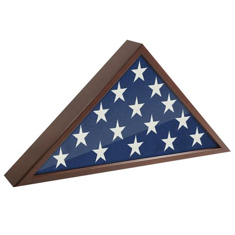 Flag Case Frame Display Case For 5x95 Flag With Mahogany Finish
