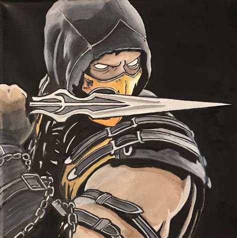 Mortal Kombat Scorpion Art Painting On X Canvas Etsy Character