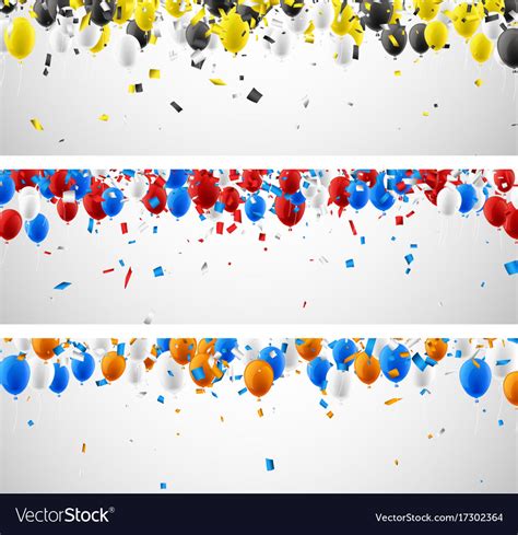 Banners With Balloons And Confetti Royalty Free Vector Image