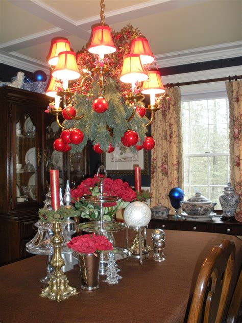 chandelier in dining room Christmas Decorations, Christmas Tree, Table