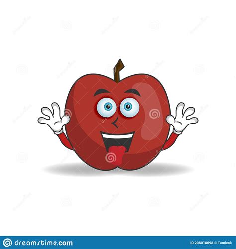 Apple Mascot Character With Laughing Expression And Sticking Tongue
