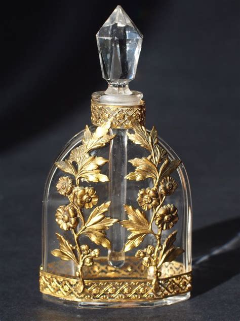 Antique French Early Baccarat Crystal Floral Bronze Ormolu Perfume