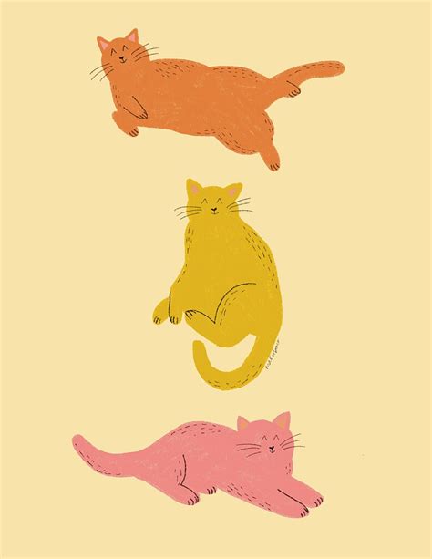 Cute Cat Art Print Cat Wall Art Cat Lover Illustration Cat Lover