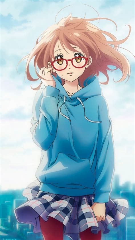 Download Wallpaper 750x1334 Cute Anime Girl Glasses Mirai Kuriyama