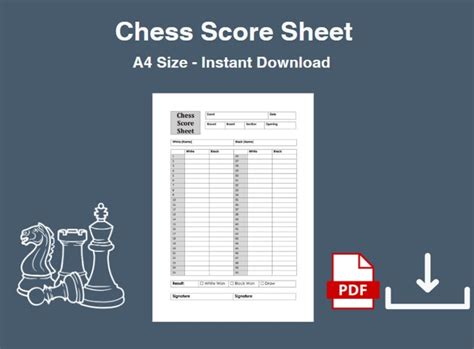 Printable A4 Chess Score Sheet High Resolution Pdf Chess Score Card Chess Results Sheet