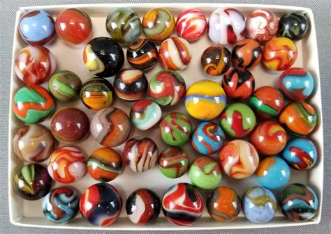 Lot Group Of Vintage Glass Marbles Many Peltier