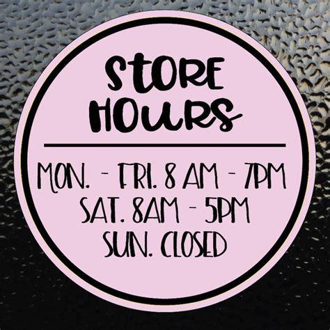 Store Hours Decal Restaurant Hours Decal Business Hours Decal Etsy