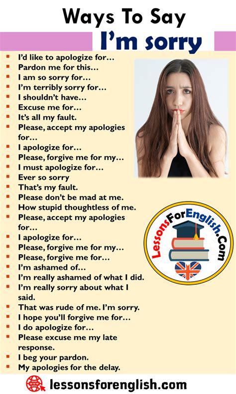Ways To Say Im Sorry English Phrases Examples Lessons For English