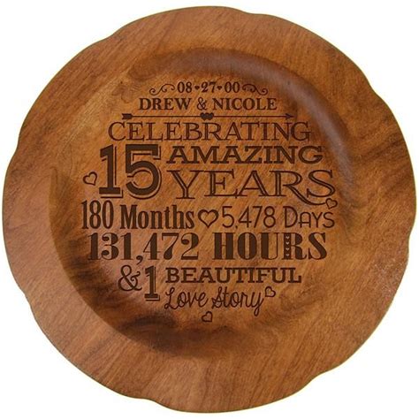 Unlike a birthday gift, it doesn't take into did you have a good look through the extensive list of the best 15 wedding anniversary gifts for parents? 15th Wedding Anniversary Plate Gift for Couple | Best ...