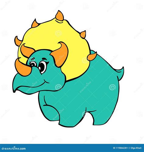 Funny Kind Children S Cartoon Dinosaur Triceratops Stock Vector