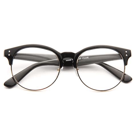 Zion Unisex Round Metal Clear Half Frame Glasses Cosmiceyewear