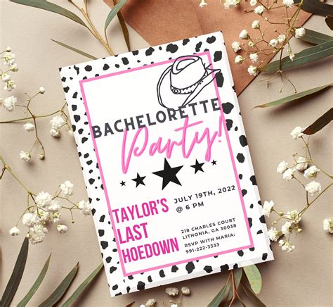 Bachelorette Party Invitation Printable Last Hoedown Rodeo Etsy In