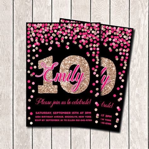 10th Birthday Invitations For Girl Birthday Invites Printable Etsy