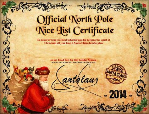 Nice List Certificate Nice List Certificate Santa Letter Christmas