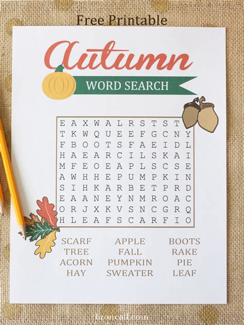 Autumn Word Search For Kids Liz On Call