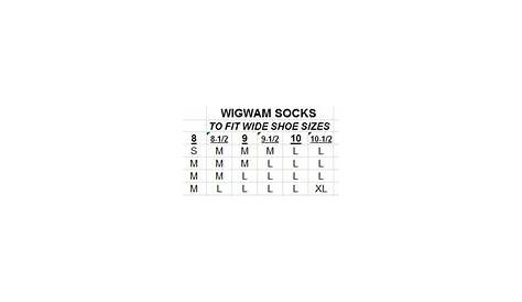 wigwam socks size chart